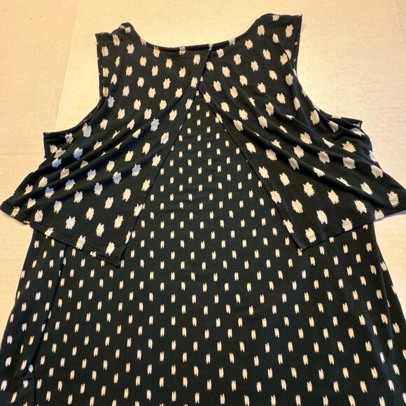 J. Jill Wearever Collection Sleeveless V-Neck Top Women L Black Tan Abstract - Picture 2 of 6